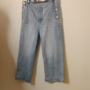 Oat New York Light Blue Cropped Jeans with Gold Accents